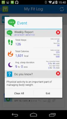 My Fit Log android App screenshot 1